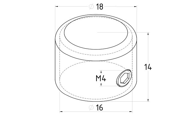 Заглушка для трубы круглая Ø16 мм, наружная, нержавеющая сталь AISI 304, полированная k246-16 2 Заглушка для трубы круглая Ø16 мм, наружная, нержавеющая сталь AISI 304, полированная k246-16 2