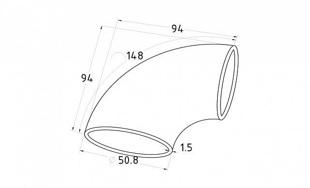 Отвод поручня под сварку для Ø50.8х1.5х145, AISI 201 #400 k021-15 3 Отвод поручня под сварку для Ø50.8х1.5х145, AISI 201 #400 k021-15 3