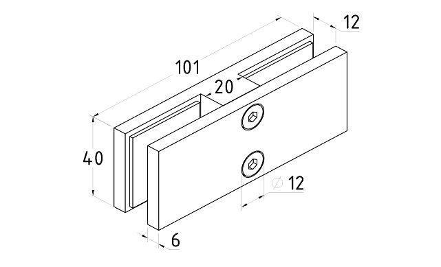 Соединитель стекол, прямой, 101х40, нержавеющая сталь AISI 304, полированная k118 2 Соединитель стекол, прямой, 101х40, нержавеющая сталь AISI 304, полированная k118 2