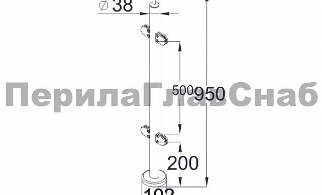 Стойка круглая Ø38.1: 4 литых зажимных стеклодержателя, полированная, высота 950 мм (AISI 304) k724 3 Стойка круглая Ø38.1: 4 литых зажимных стеклодержателя, полированная, высота 950 мм (AISI 304) k724 3