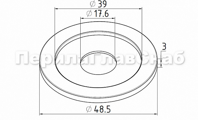 Розетта для трубы Ø38.1 мм, Ø48.5х3, с отверстием Ø17.6 мм (AISI 201) k050 3 Розетта для трубы Ø38.1 мм, Ø48.5х3, с отверстием Ø17.6 мм (AISI 201) k050 3