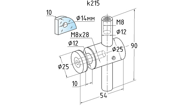 Спайдерный стеклодержатель для стекла 10 мм (5+5 мм), полированный, регулируемый (AISI 201) k215 2 Спайдерный стеклодержатель для стекла 10 мм (5+5 мм), полированный, регулируемый (AISI 201) k215 2
