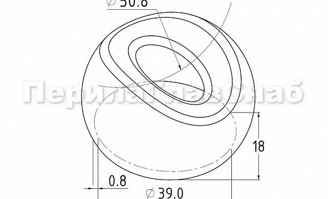 Наконечник штампованный (СПС) прямой 90° на трубу Ø38.1 мм, для поручня Ø50.8 мм, полированный, нержавеющий, AISI 304, 600Grit, k017-3 2