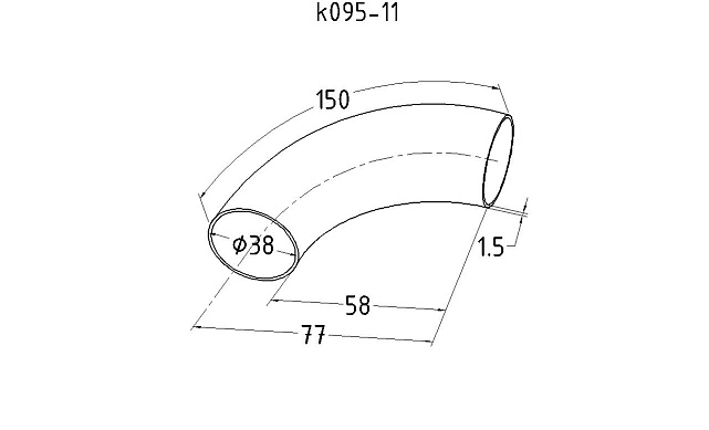 Отвод поручня под сварку Ø38.1х1.5 мм, 155 мм, 400 Grit, полир., AISI 304, k095-11 2 Отвод поручня под сварку Ø38.1х1.5 мм, 155 мм, 400 Grit, полир., AISI 304, k095-11 2