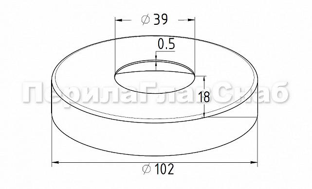 Низ стойки Ø38.1 мм, 102х18х0.5, полированный (AISI 201) k201-5 2