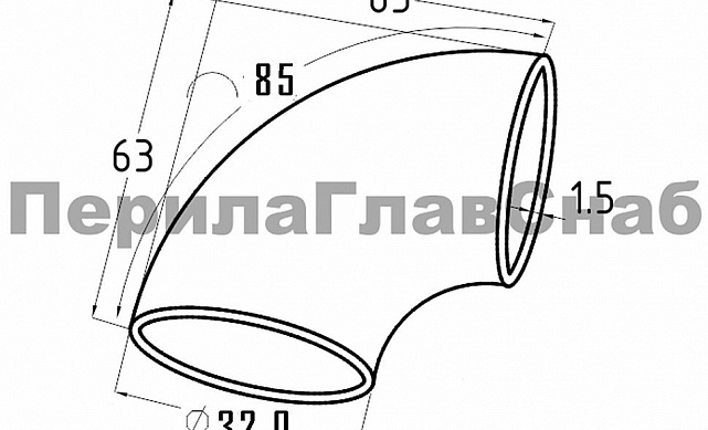 Отвод поручня под сварку Ø32.0х85х1.45мм, 90°, полированный 400 Grit, (AISI 304) k095-32 2 Отвод поручня под сварку Ø32.0х85х1.45мм, 90°, полированный 400 Grit, (AISI 304) k095-32 2