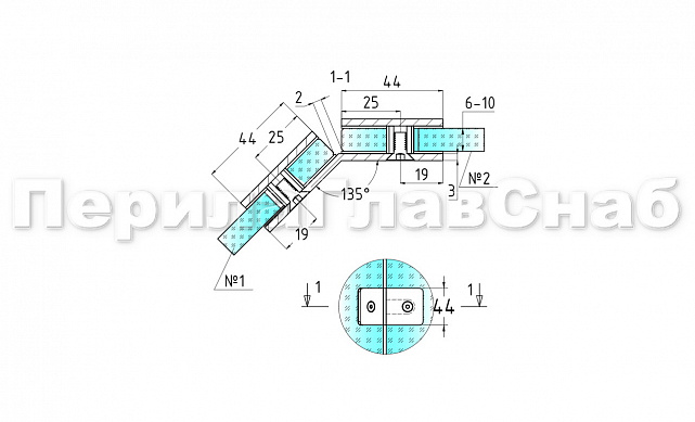 Коннектор для душевой кабины стекло-стекло 135° 45х45 мм шлифованный t726-2 SSS  3 Коннектор для душевой кабины стекло-стекло 135° 45х45 мм шлифованный t726-2 SSS  3