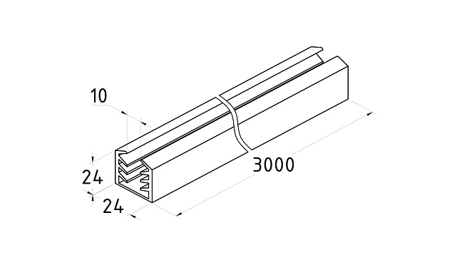Уплотнитель в поручень с пазом 24х24 для стекла 10 мм, EPDM Фk312 2 Уплотнитель в поручень с пазом 24х24 для стекла 10 мм, EPDM Фk312 2