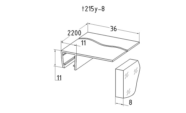 Уплотнитель для стекла 8мм, 90°, стекло-стекло 2,2 м.длина уса 25 мм t215y-8 2 Уплотнитель для стекла 8мм, 90°, стекло-стекло 2,2 м.длина уса 25 мм t215y-8 2