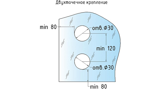 Комплект торцевого крепления несущего стекла, шпилька AISI316, гайка-шайба Ø50х10х18 мм с внутренней резьбой М16, полированный k277-2 2 Комплект торцевого крепления несущего стекла, шпилька AISI316, гайка-шайба Ø50х10х18 мм с внутренней резьбой М16, полированный k277-2 2