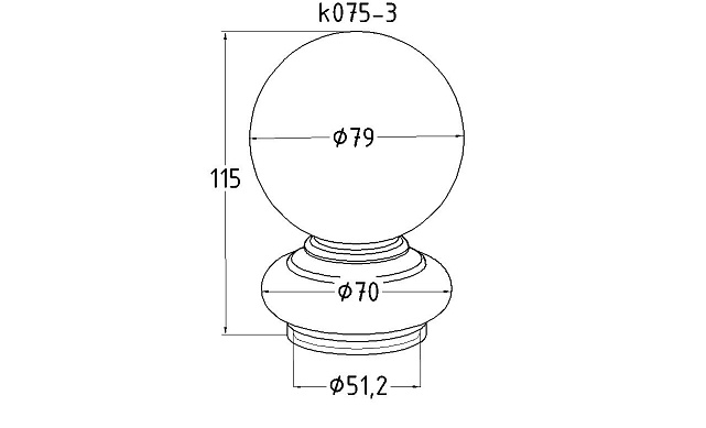 Наконечник стойки шар под Ø50.8 мм, 400#, полированный AISI 304 k075-3 2 Наконечник стойки шар под Ø50.8 мм, 400#, полированный AISI 304 k075-3 2