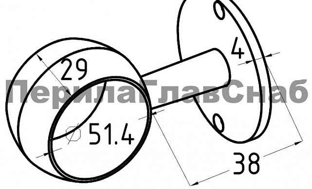 Держатель поручня Ø50.8 мм, выносной, с обхватом, золото k066-88 3 Держатель поручня Ø50.8 мм, выносной, с обхватом, золото k066-88 3