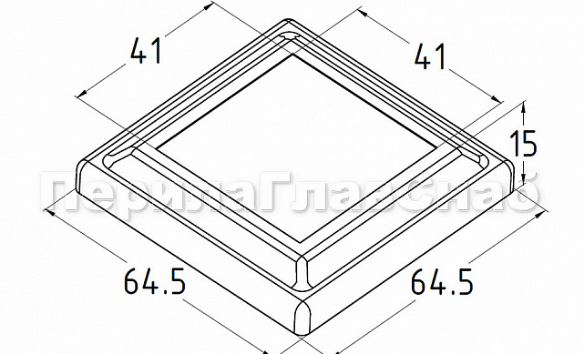 Низ стойки фигурный под трубу 40х40 мм, 64.5х64.5, высота 15 мм, полированный (AISI 304) k396 2 Низ стойки фигурный под трубу 40х40 мм, 64.5х64.5, высота 15 мм, полированный (AISI 304) k396 2