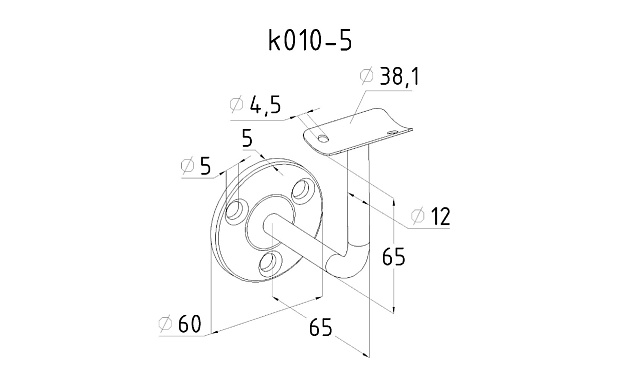 Пристенок с ложементом под Ø38.1 мм, полированный (AISI 304) k010-5 2 Пристенок с ложементом под Ø38.1 мм, полированный (AISI 304) k010-5 2
