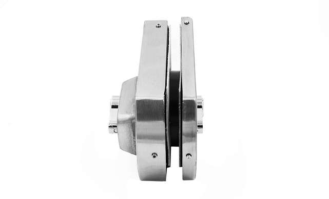 Замок для стеклянной двери вертикальный с ответной частью на стену и пол, шлифованный, вырез 15 t135 SSS 8 Замок для стеклянной двери вертикальный с ответной частью на стену и пол, шлифованный, вырез 15 t135 SSS 8