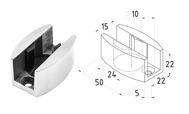 Комплект раздвижной системы для стеклянных дверей, AISI 304, полированный t406 4