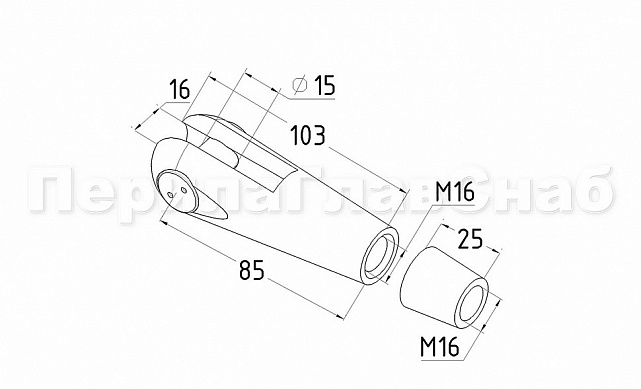 Наконечник ванты (тяги) с резьбой М16 правый, литой , полированный (AISI316) k661-16-R 2 Наконечник ванты (тяги) с резьбой М16 правый, литой , полированный (AISI316) k661-16-R 2