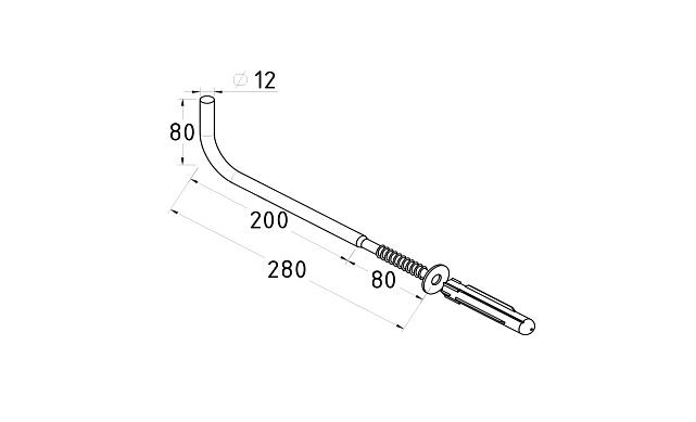 Пристенок с саморезом (симбиоз) 12х200, (AISI 304) Фk286-200 2