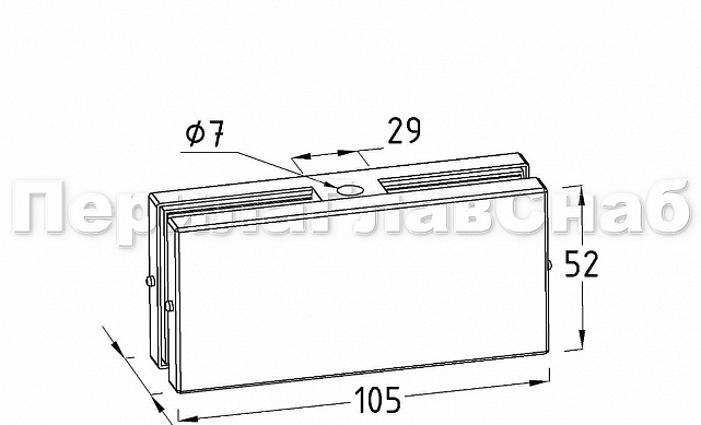 Коннектор стена-стекло 53х106, шлифованный t195 SSS 4 Коннектор стена-стекло 53х106, шлифованный t195 SSS 4