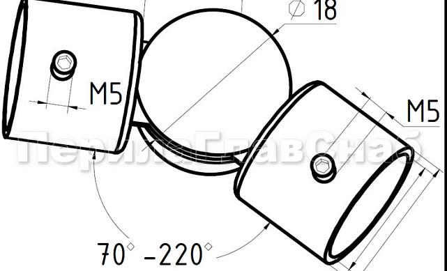 Поворот шаровый ригеля 16 мм, штампованный (AISI 304) k252 2
