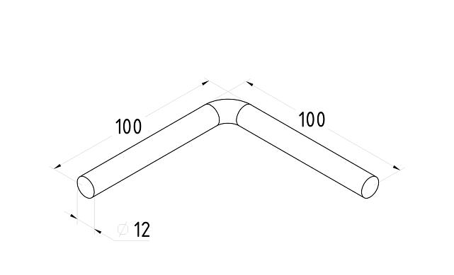Гнутик 100х100 мм из прутка Ø12 мм Ф-0286 2