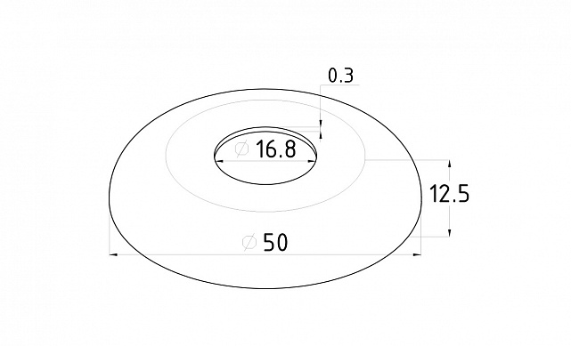 Низ стойки Ø16.5 мм, Ø50х12.5х0.3, полированный (AISI 304) k202 2 Низ стойки Ø16.5 мм, Ø50х12.5х0.3, полированный (AISI 304) k202 2