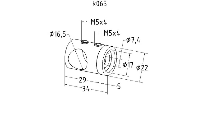 Ригеледержатель на плоскость, для ригеля Ø16.8 мм, полированный, литой (AISI 304) k065 3 Ригеледержатель на плоскость, для ригеля Ø16.8 мм, полированный, литой (AISI 304) k065 3