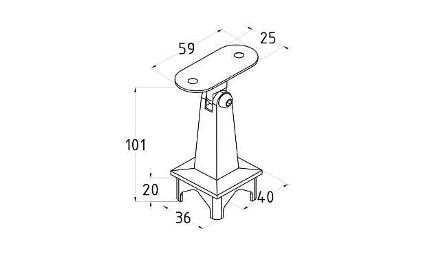 Наконечник на стойку из профильной трубы 40х40 мм, с регулируемым ложементом под плоскость, литой, полированный, нержавеющий AISI 304 k222-3 2 Наконечник на стойку из профильной трубы 40х40 мм, с регулируемым ложементом под плоскость, литой, полированный, нержавеющий AISI 304 k222-3 2