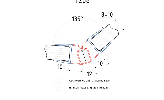 Комплект уплотнителей для стекла 8мм (2 шт.), стекло-стекло, с магнитом 135°, 2,2 м.черный непрозрачный t208 BL-U 3 Комплект уплотнителей для стекла 8мм (2 шт.), стекло-стекло, с магнитом 135°, 2,2 м.черный непрозрачный t208 BL-U 3