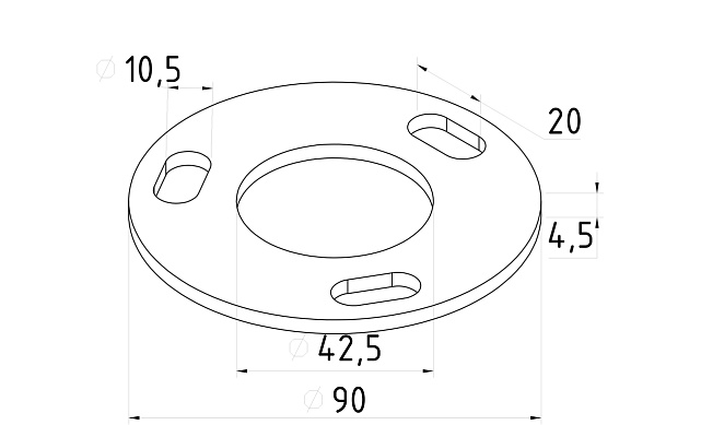 Фланец стойки 42/90 х 5 (4,3) х AISI 316 #200 3 отв х М10 х 20 k116-42-6 2 Фланец стойки 42/90 х 5 (4,3) х AISI 316 #200 3 отв х М10 х 20 k116-42-6 2