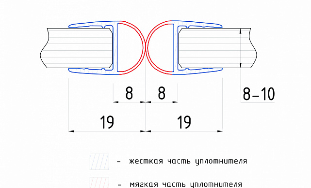 Уплотнитель для стекла 8мм, полупрозрачный черный, дверь-стекло 2,2 м t212-2 BL 2 Уплотнитель для стекла 8мм, полупрозрачный черный, дверь-стекло 2,2 м t212-2 BL 2