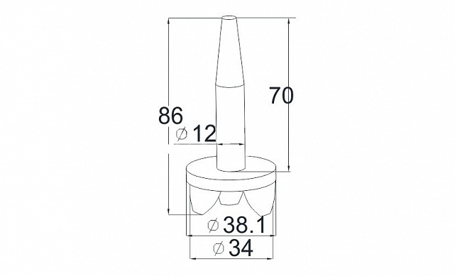 Наконечник палец (солдатик) на стойку Ø38.1 мм, без ложемента, литой, полированный, повышенной коррозионной стойкости, под сварку, облегченный, нержавеющий AISI 316, k034-3 2 Наконечник палец (солдатик) на стойку Ø38.1 мм, без ложемента, литой, полированный, повышенной коррозионной стойкости, под сварку, облегченный, нержавеющий AISI 316, k034-3 2