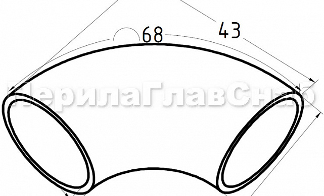 Отвод поручня Ø25.4 мм, 90°, полированный, (AISI 304) k347 2 Отвод поручня Ø25.4 мм, 90°, полированный, (AISI 304) k347 2