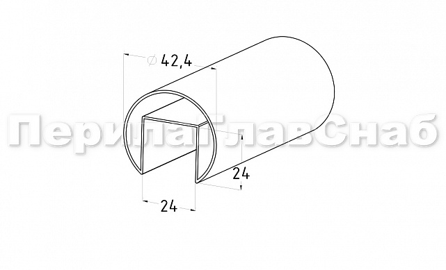 Труба  Ø42.4 мм, с пазом 24х24 мм, анодированный алюминий Фk820 AL 3 Труба  Ø42.4 мм, с пазом 24х24 мм, анодированный алюминий Фk820 AL 3