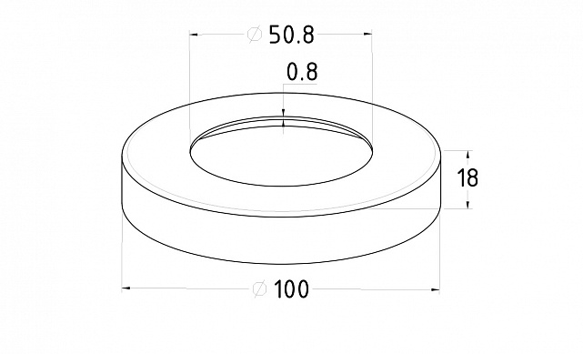 Низ стойки Ø50.8 мм, S=0.8 мм, 100х18 мм, полированный (AISI 316) k217-4 2