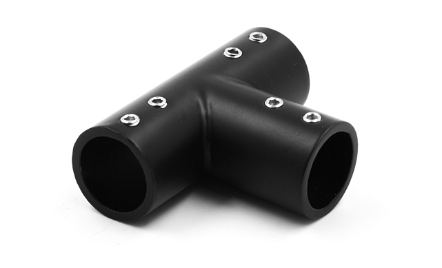 Соединитель-тройник для трубы 19 мм, нержавеющая сталь AISI 304, черная t902 BZn 6 Соединитель-тройник для трубы 19 мм, нержавеющая сталь AISI 304, черная t902 BZn 6