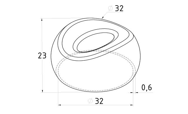 Наконечник стойки штампованный, под 90°, Ø32 мм х 0,6 мм, для поручня от 32 до 50.8 мм, (AISI 201) k551-5 3