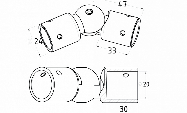 Соединитель трубы 19 мм шарнирный, цинк, черный t915 BZn 2  Соединитель трубы 19 мм шарнирный, цинк, черный t915 BZn 2