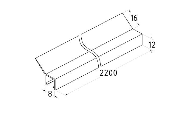 Уплотнитель для стекла 8 мм, полупрозрачный черный, 135°, стекло-стекло 2200 мм t203-2 BL 2