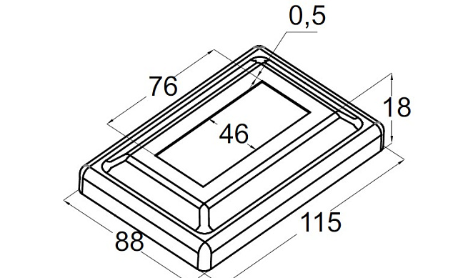 Низ стойки штампованный 117х88 мм, для трубы 78х46 мм, фигурный (AISI 304) k378  2 Низ стойки штампованный 117х88 мм, для трубы 78х46 мм, фигурный (AISI 304) k378  2