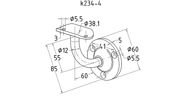 Пристенок литой  под Ø38.1 мм, полированный, (AISI 304) k234-4 2 Пристенок литой  под Ø38.1 мм, полированный, (AISI 304) k234-4 2