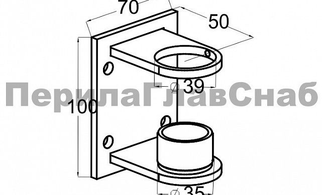 Боковой крепеж С-пластина стакан для Ø38.1 мм, под золото (AISI 304) Фk339-88 2 Боковой крепеж С-пластина стакан для Ø38.1 мм, под золото (AISI 304) Фk339-88 2