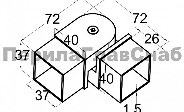 Поворот поручня 40х40 мм, регулируемый, полированный, (AISI 304) k366 2 Поворот поручня 40х40 мм, регулируемый, полированный, (AISI 304) k366 2