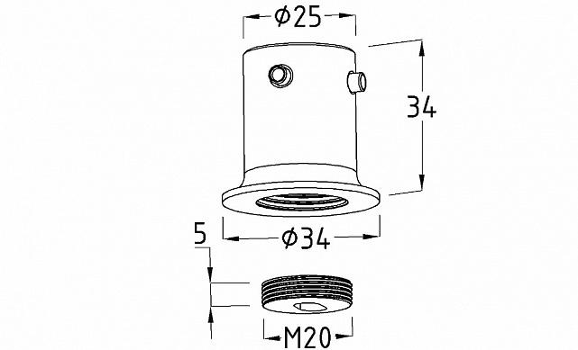 Соединитель стена-труба 19 мм, цинк-хром полированный t907 Pzn 3