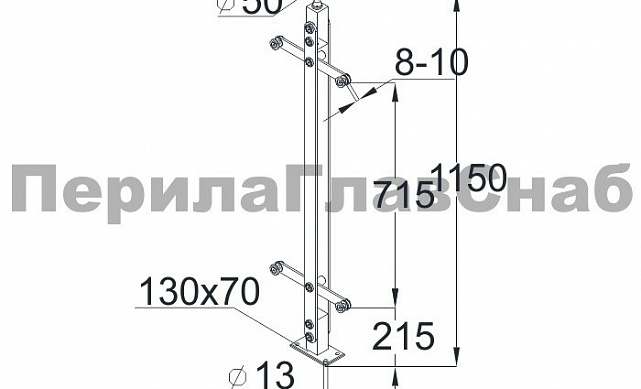 Стойка эксклюзивная из двух пластин с двумя пластинчатыми стеклодержателями, крепление в пол, регулируемый ложемент (AISI 304) k773 2 Стойка эксклюзивная из двух пластин с двумя пластинчатыми стеклодержателями, крепление в пол, регулируемый ложемент (AISI 304) k773 2