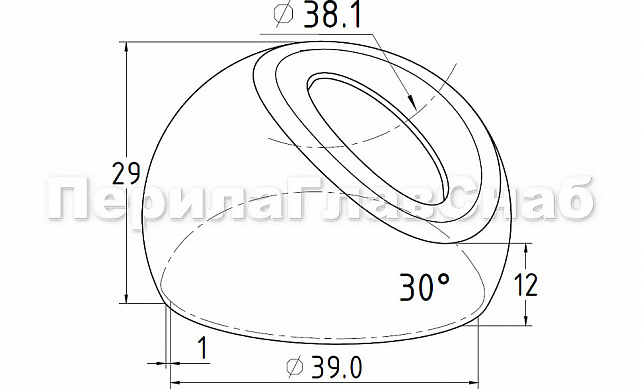 Наконечник штамп, под 30°, Ø38.1 мм, для поручня 50.8 полированный (AISI 201) k016-4 2 Наконечник штамп, под 30°, Ø38.1 мм, для поручня 50.8 полированный (AISI 201) k016-4 2