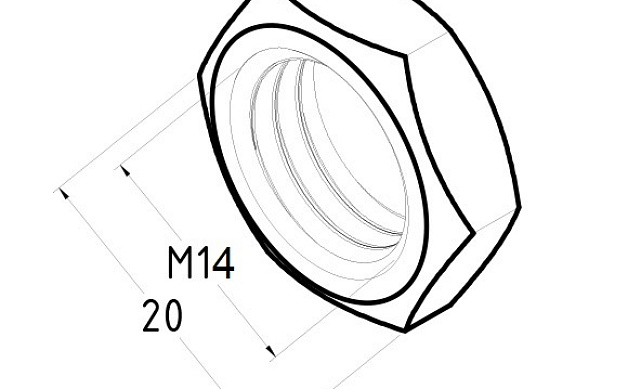 Гайка для рутеля(стеклодержателя)М14, шаг резьбы 1,5, AISI 304 k650 2 Гайка для рутеля(стеклодержателя)М14, шаг резьбы 1,5, AISI 304 k650 2