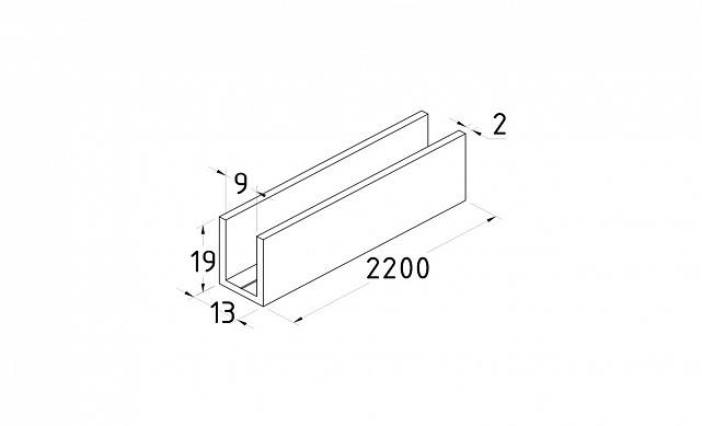 П-образный профиль 19x13, L=2200, алюминий ,черный, уценка t756 BL-У 3 П-образный профиль 19x13, L=2200, алюминий ,черный, уценка t756 BL-У 3