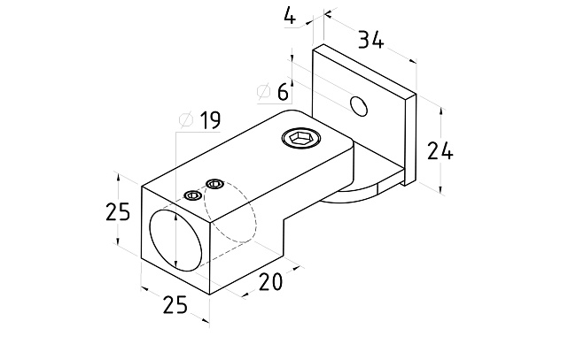 Держатель трубы регулируемый, стена-труба, под 19 мм t908 PC 2 Держатель трубы регулируемый, стена-труба, под 19 мм t908 PC 2