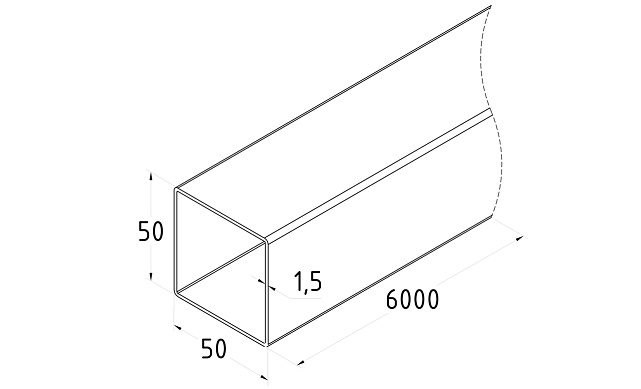 Труба нерж. AISI 304, 50х50 x 1.5 х 6м, полированная k875 2 Труба нерж. AISI 304, 50х50 x 1.5 х 6м, полированная k875 2
